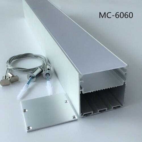 1M/2M long 60mm*60mm size aluminum alloy profile with milky PC cover;With steel rope;Aluminum led profile for led strips light