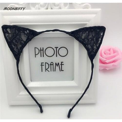 MOONBIFFY 1PC New Summer Style Girls Lace Cat Ear Headband Hairband Princess Hair Accessories Headwear Sexy Cute Hair Band