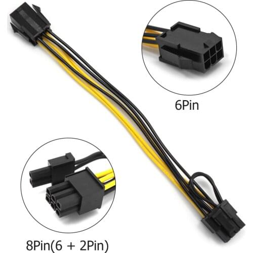 10pcs/lot PCI Express PCIE 6-pin to PCIe 8 (6+2) pin Graphic Video Card Adapter 8 Pin Male to 6 Pin Female Power Supply Cable