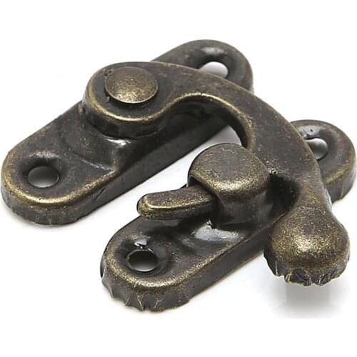 10x Antique Metal Catch Curved Buckle Horn Lock Clasp Hook Gift Jewelry Box Padlock 62KD