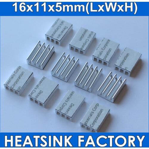 20pcs 16*11*5mm Aluminum Heatsink Radiator Cooling Cooler With Thermal Adhesive Double Sided Tape Pad