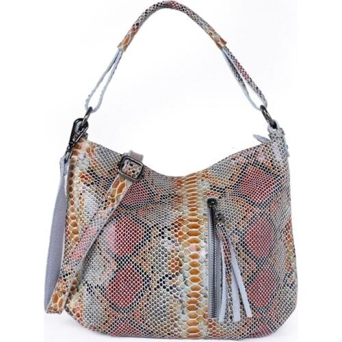 2021 Excellent Fashion Soft 100% Genuine Leather Women Handbag Layer Cowhide Long Handle Shoulder Messenger Bag Snake skin bag