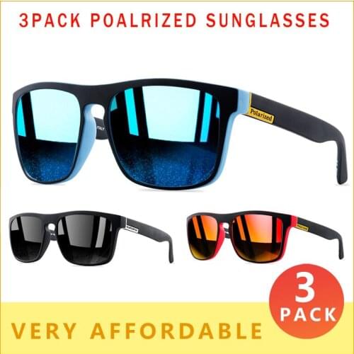 3 PACK Fashion Mirror Polarized Sunglasses Men Ultralight Glasses Frame Square Sport Sun Glasses Male UV Travel Goggles CE X47