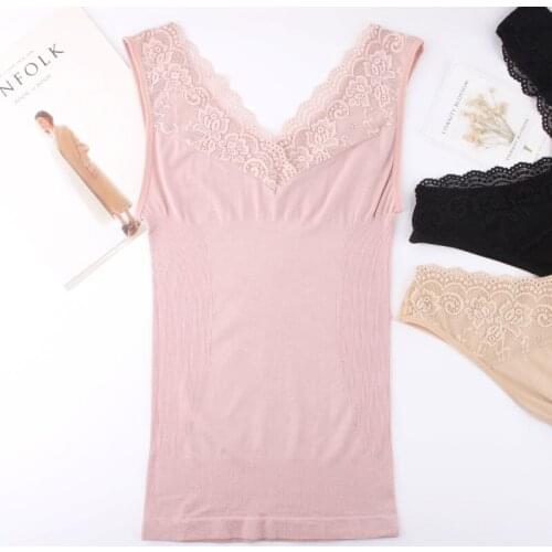 The basic render sleeveless shirt vest V collar lace singlet thermal camisole corset woman slim and thin solid tank tops female