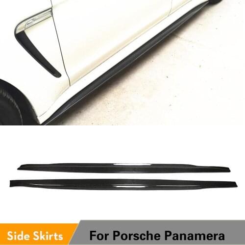 Side Skirts Apron Door Lip Cover For Porsche Panamera 2014 2015 2016 Carbon Fiber Door Bumper Extension Lip Trim Aprons