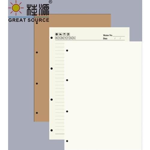 A4 Loose Leaf Folder Filling Paper4 Ring Binder Refill Paper Kraft Dotted Lined Notebook Paper(5PCS)