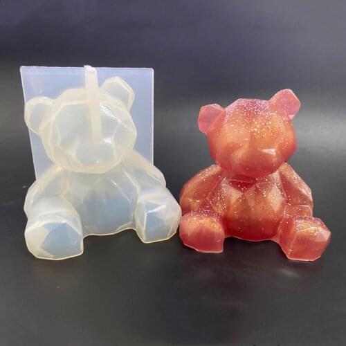 Geometry bear mold diy stereo bear hand to do geometry stereo bear mold mirror silicone mold epoxy resin accessories accessories