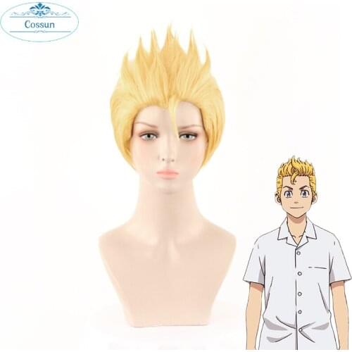 Hanagaki Takemichi Golden Short Wig Cosplay Costume Tokyo Revengers Heat Resistant Synthetic Hair Carnival Party Wigs