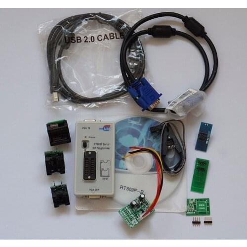 RT809F USB PC Repair Tools Programmer +7 Adapters+SOP16 SOP20 IC Clip LCD Reader LCD BIOS ISP/ USB/ VGA