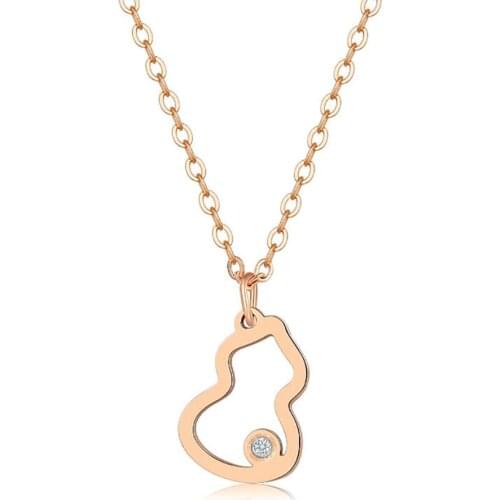 Stainless Steel Rose Gold Hollow Gourd Pendant Necklace Women Fashion Minimalism Zircon Stone Jewelry Gift For Him with Chain
