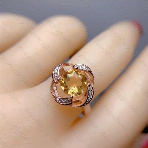 Hot sale style natural citrine ring 925 silver womens ring engagement ring shiny atmosphere style