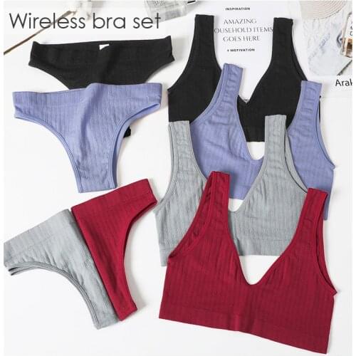 Seamless Underwear set Sleeping Underwear Comfortable Cotton Ultrathin Sexy Navel top Fitness bra Lingerie