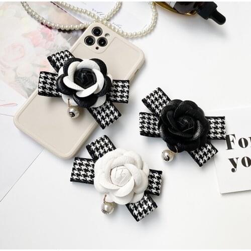 Mobile Phone Tablet Bracket Phones Holder Grip Ins Wind Camellia Air Bag Bracket Leather Lattice Lazy Foldable Cushion Bracket