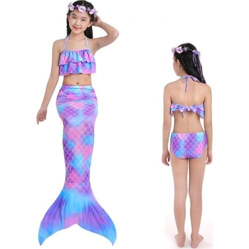 Girls Mermaid Swimming Dresses Cosplay Costume Beach Clothes swimming suit Children Mermaid Swimsuit for Kids Swimmable Costumes