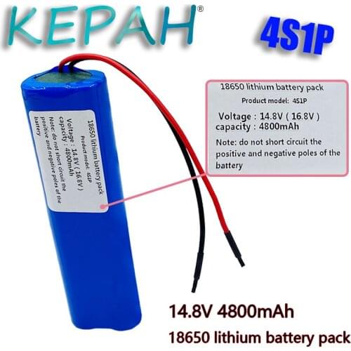 Lithium 14.8V 4800mAh Battery 14.8V-16.8V 4S1P 18650 4800mAh with PCB18650 with lead wires