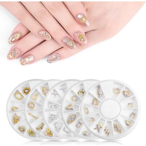 Nail Metal Rivets Charms 3D Nail Art Decoration Nail Art Rhinestones 3d Hollow Metal Diamond Jewelry Japan Charm Decorations