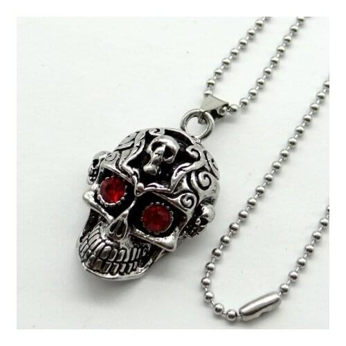 Fashion natural Antiek Zilver Zinklegering skull Charm Pendant for diy making necklace Accessories