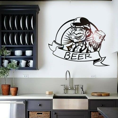 Retro Ireland Leprechaun Beer Pub Wall Sticker Man Cave Irish Bar Alcohol Wall Decal Resturant Vinyl Decor