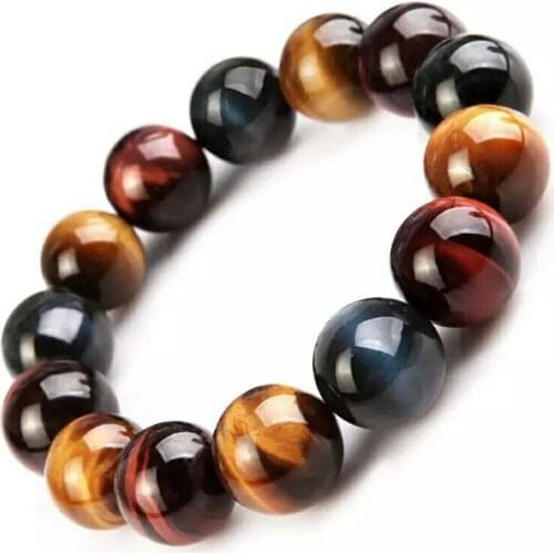 2018 Newly Natural Colorful Tigers Eye Gems stone Round Beads Healing Bracelet Popular Women Crystal Bracelet Trendy Stone Bead