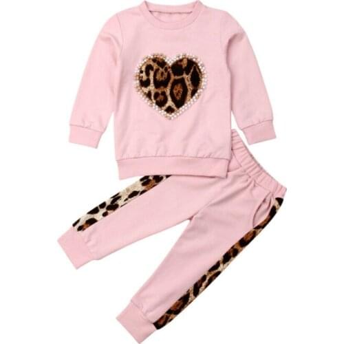 New Toddler Kid Baby Girl Leopard Tops Long Pants Outfit Tracksuit Autumn Winter Clothes