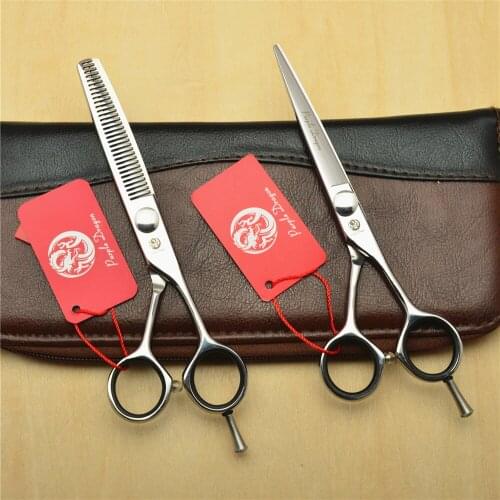 2Pcs 6'' 17.5cm Purple Dragon Japan 440C Professional Human Hair Scissors Hairdressing Scissors Cutting Shears + Thinning Z1021