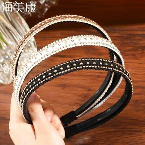 Haimeikang Golden Beads Headband Weave Winding Hairband Hair Hoop Adult Casual Headwear New Fashion Hair Accessories For Women