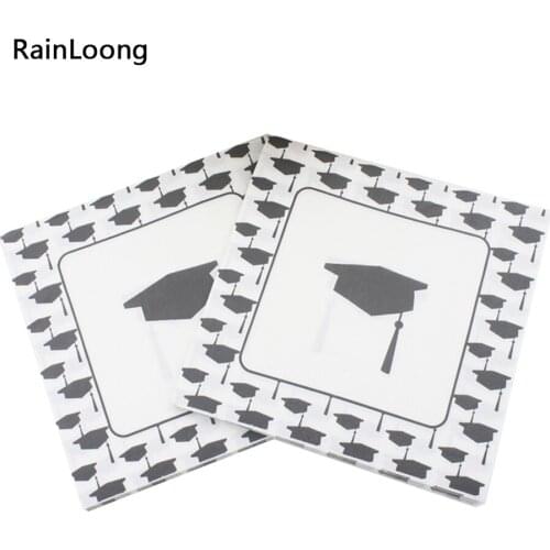 [RainLoong] Printed Doctorial Hat Paper Napkin Party Tissue Napkins Supply For Graduation Occasion Party Decoration 33*33cm