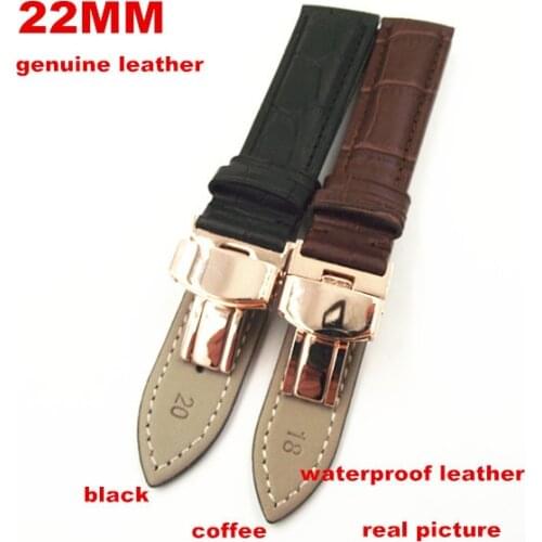 Rose gold buckle 1PCS 18mm 20mm 22mm 24mm genuine leather watch band watch strap watch parts black and coffee color -120302