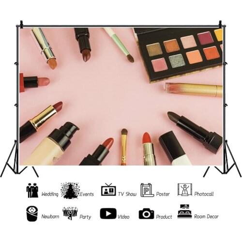 Pink Color Makeup Cosmetics Girls Live Backdrops Kids Photography Birthday Party Photos Background for Shooting Decor