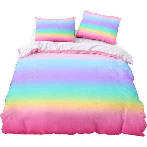 Polyester Duvet Cover Rainbow Gradient Color Printing Bedspread Bedding Set Fashion Modern Style Single Bed Large Home Decoratio
