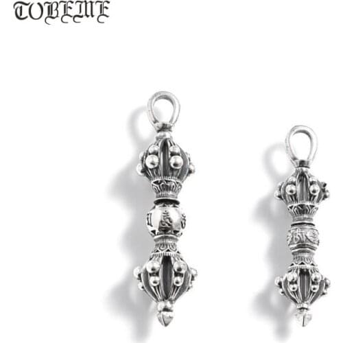 100% 925 Silver Tibetan Pendant 925 Sterling Tibetan Six Words Dorje Pendant Buddhist Vajra Pendant Good Luck Amulet