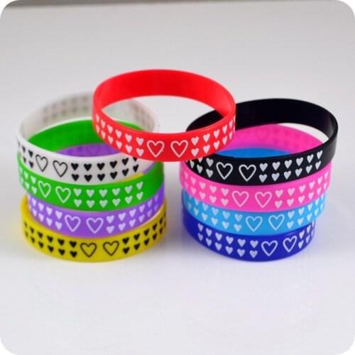 New Design 10x Heart Silicone Bracelet Mix Colors cartoon wristband Fashion jewelry Children Girls Party Gift