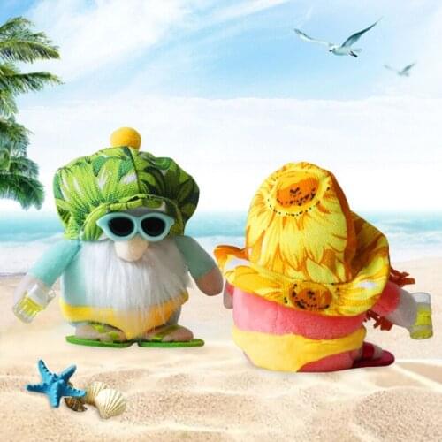 2pcs Summer Beach Gnome Scandinavian Tomte Nisse Elf Home Farmhouse Kitchen Decor Tiered Tray Decorations