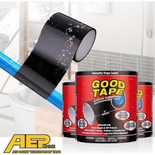 10cm*1.52M Super Strong Fiber Black Waterproof Tape Stop Leaks Seal Repair Tape Performance Self Fix Tape Adhesive Filament Tape