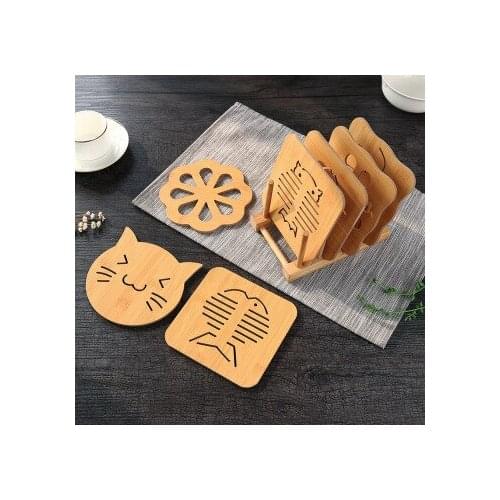 Youpin Cartoon Wooden heat insulation pad Placemat Non-slip pot mat Cute tea coaster Bowl mat Anti-scalding dish casserole