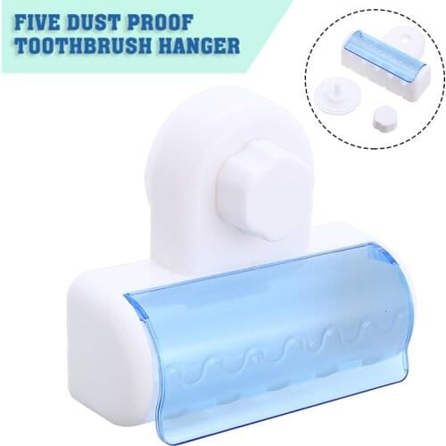 Dust-proof 5 Racks Home Bathroom Toothbrush Suction Holder Organiser Wall Mount Stand Rack Bathroom Accessories