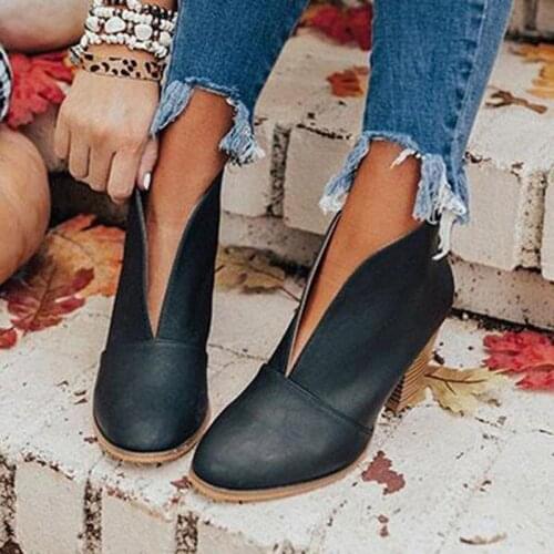 Women Ankle Boots 2021 Fashion Boots Woman Autumn Winter Round Head Toe High Heels Female Shoes Booties Females Botas Mujer