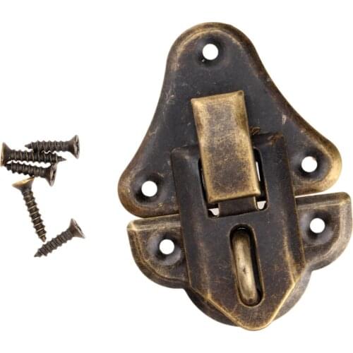 1Pc 48x35mm Antique Bronze Metal Lock Jewelry Gift Box Case Buckles Toggle Hasp Latch Catch Clasp Box Padlock Furniture Hardware