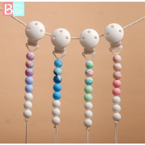 Bite Bites Pacifier Chain 1PC Silicone Planet Bead Round Nipple Clip Silicone Chain Nipple Support Newborn Teether Accessories