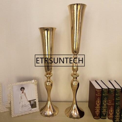 12pcs/lot 74cm 88cm height gold/ silver metal candle holder candle stand wedding centerpiece event road lead flower vase