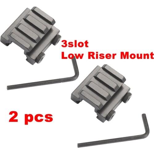2 pcs MIZUGIWA 1/2" 3-Slot Low Riser Weaver Picatinny Rifle Mount fit 20mm Rail Hunting Base Adapter Rifle Gun Airgun Flashlight