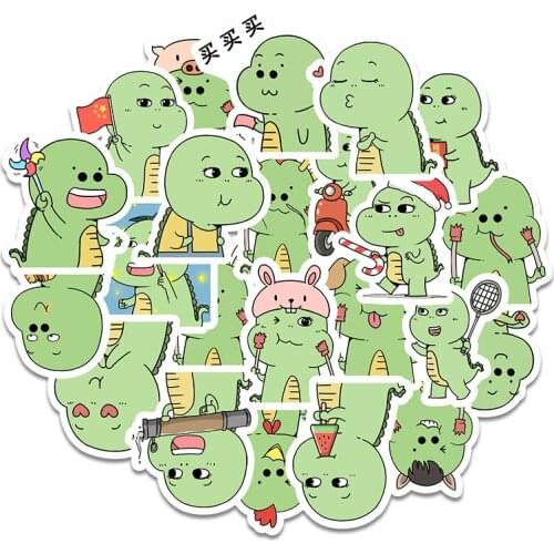 23Pcs Cute Green Dinosaur Mini Anime Diary Stickers For Mobile Phone Diy Refrigerator Skateboard Car Accessories Sticker