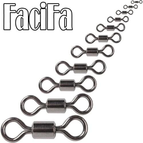 50pcs Bearing Swivel Fishing Connector Stainless Steel Carp Fishing Accessories Tackle Snap Fishhook Lure Solid Ring Swivel