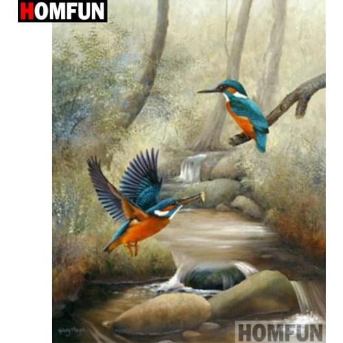 HOMFUN Full Square/Round Drill 5D DIY Diamond Painting "Bird scenery" 3D Diamond Embroidery Cross Stitch Home Decor A19030