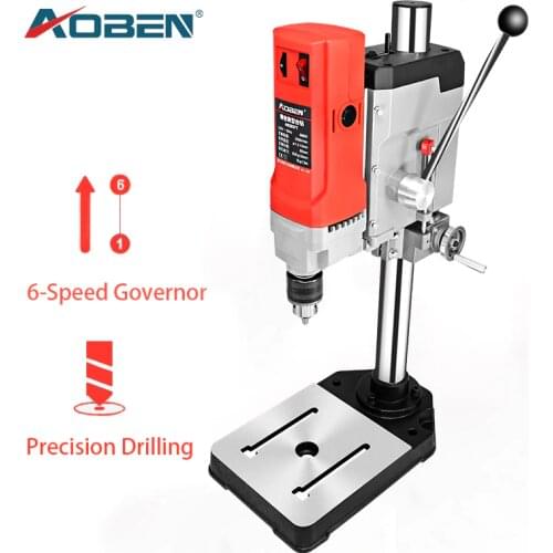 AOBEN 880W Electric Bench Drilling 220V Multifunction 6-Speed Governor Mini Bench Drill Stand Steel/Woodworking Home DIY Tool