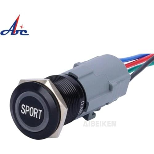 Free Shipping 19mm Self-locking Angel Eye Ring Momentary LED SPORT Word Engraving ON-OFF Metal Black Anodized Push Button Switch