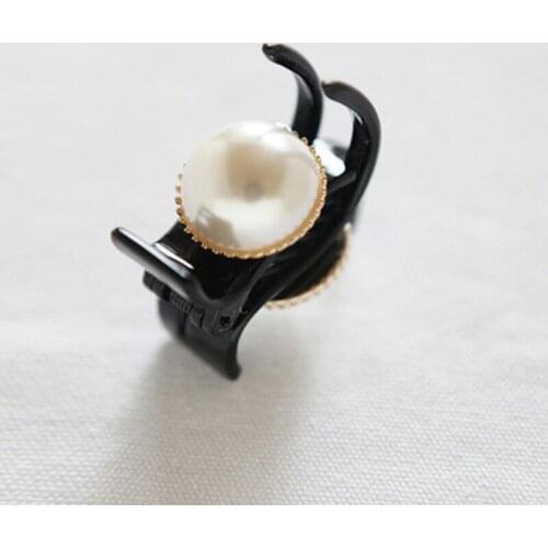 Black Long Teeth Double Hemisphere Big Simulated Pearl Ball Hair Claws Hair Accessories Headwear for Women