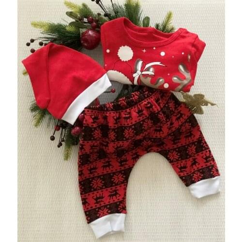 Baby Set Sweat Shirt Hat Sweatpants Gift For Christmas Noel Winter Hot Sale Cute Girl Boy Shower Gift