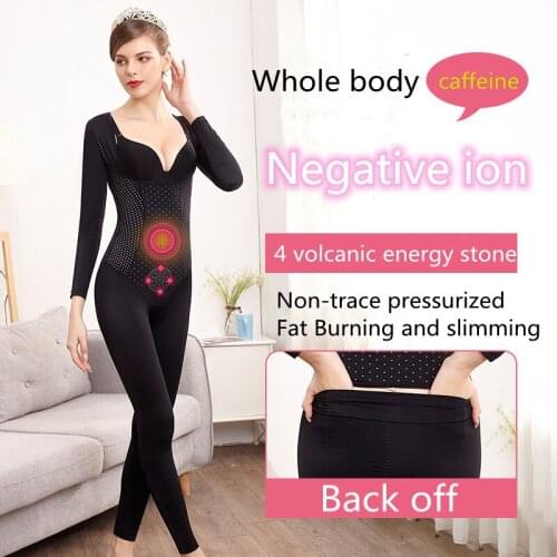 Women Full Body Shapewear Full Cover arm Bodysuit Seamless Slimming Long Sleeve Bodysuit Underwear U-neck Back Off Long Design