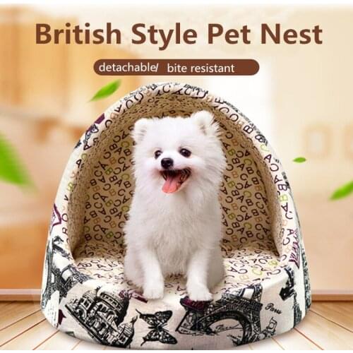 Dog House Fashion British Pet Nest Machine Washable Bite Dirty Resistant Four Seasons Universal Bedroom for Small Medium Dog